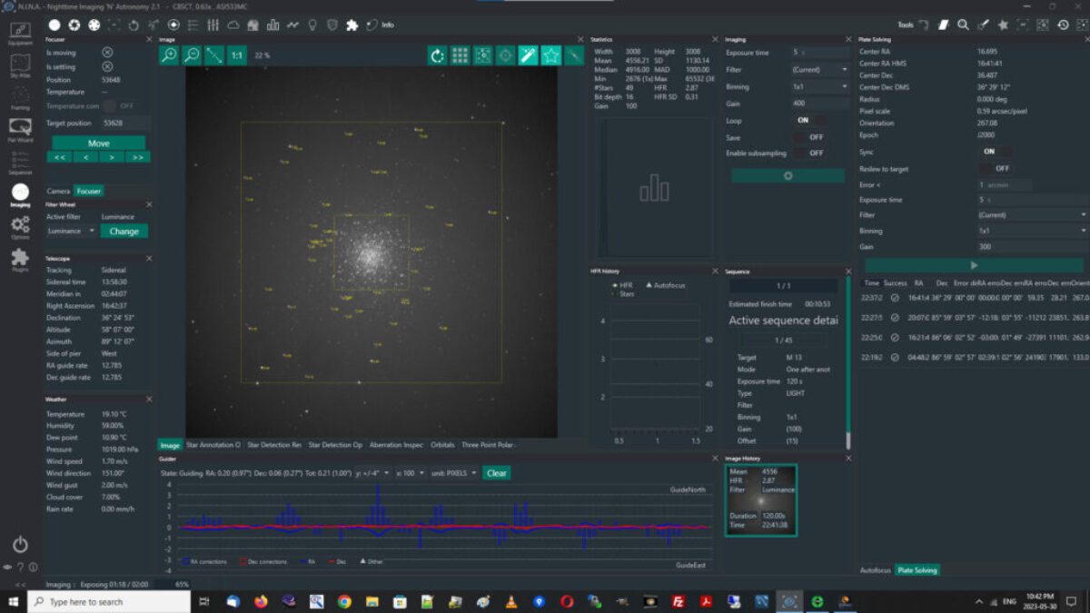 I spent lot of time balancing the mount, polar alignment was very accurate, and with the optimal sky conditions, the mount was guiding almost perfectly, as you can see in this screenshot.