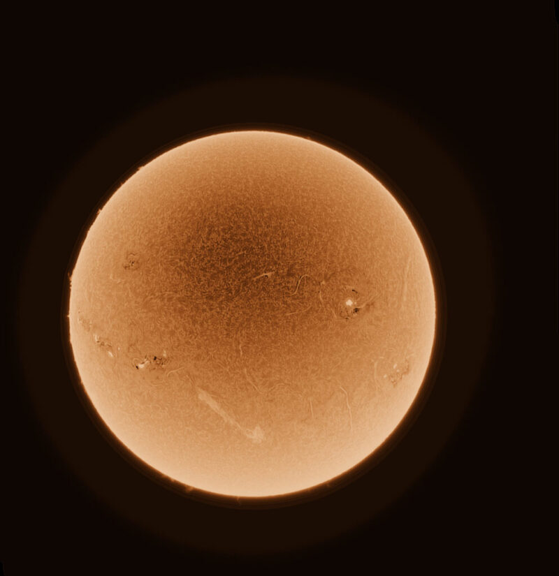 Sun H-Alpha - inverted colors (2024-10-05 18:29 UT)