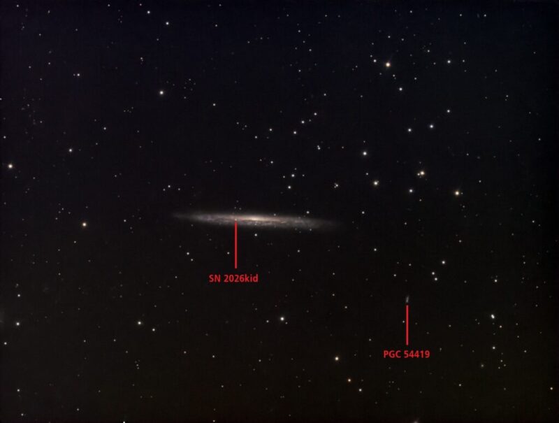 The Splinter Galaxy in Draco (NGC 5907) - Annotated